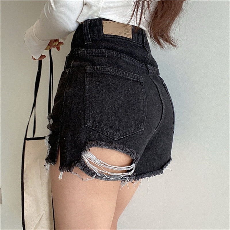 DressBetty - Sexy Denim Shorts with Tassel Pockets Mini Short Jeans