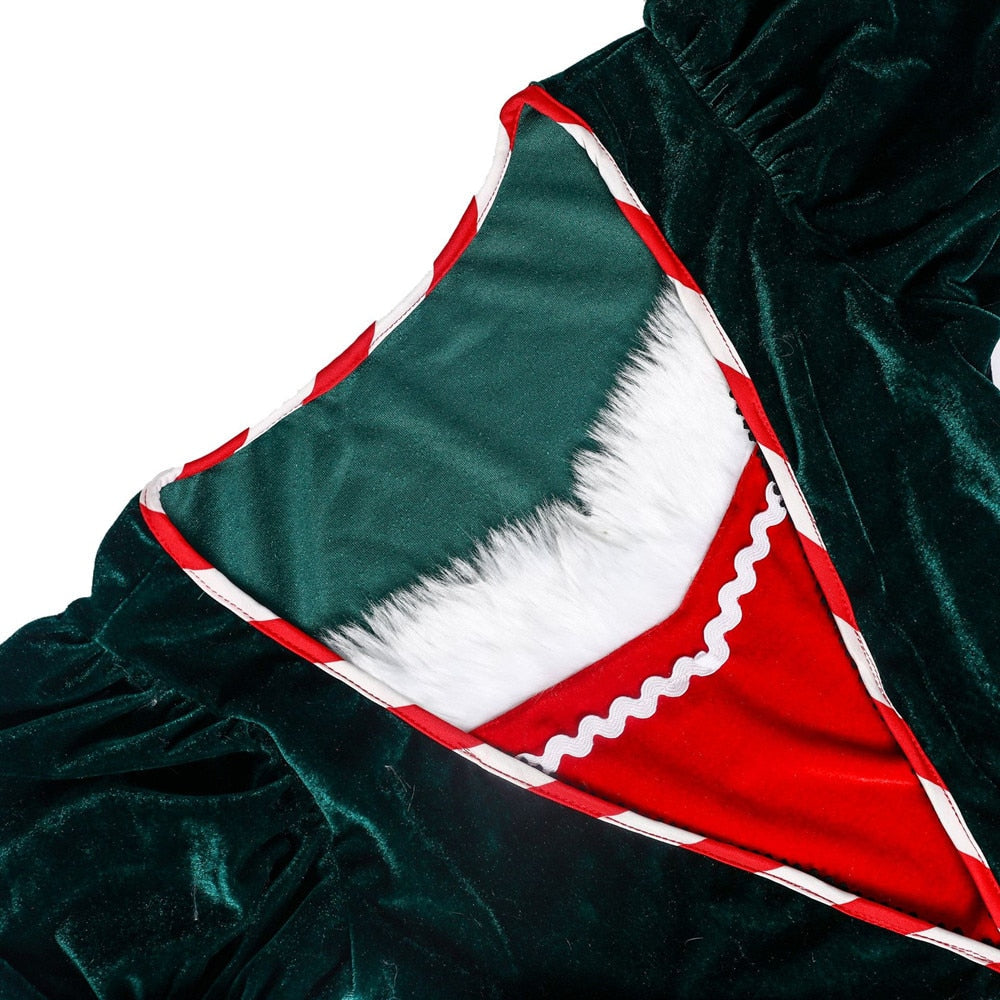 DressBetty - Christmas Santa Claus Costume Funny Green Elf Cosplay 5Pcs Set