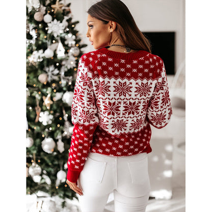 DressBetty - Snowflake Pattern Classic Round Neck Long Sleeve Christmas Sweaters