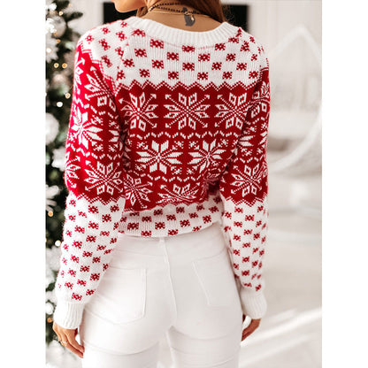 DressBetty - Snowflake Pattern Classic Round Neck Long Sleeve Christmas Sweaters