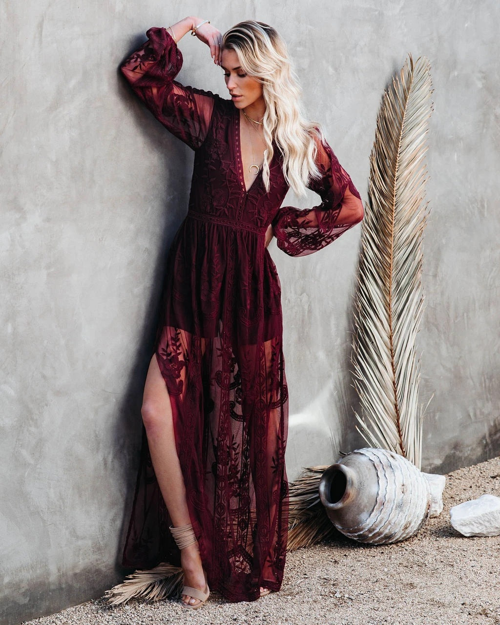 DressBetty - Boho Chiffon Lace Hollow Out Dress