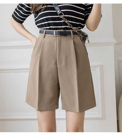 DressBetty - Women Casual Solid Color High Waist Zipper Shorts