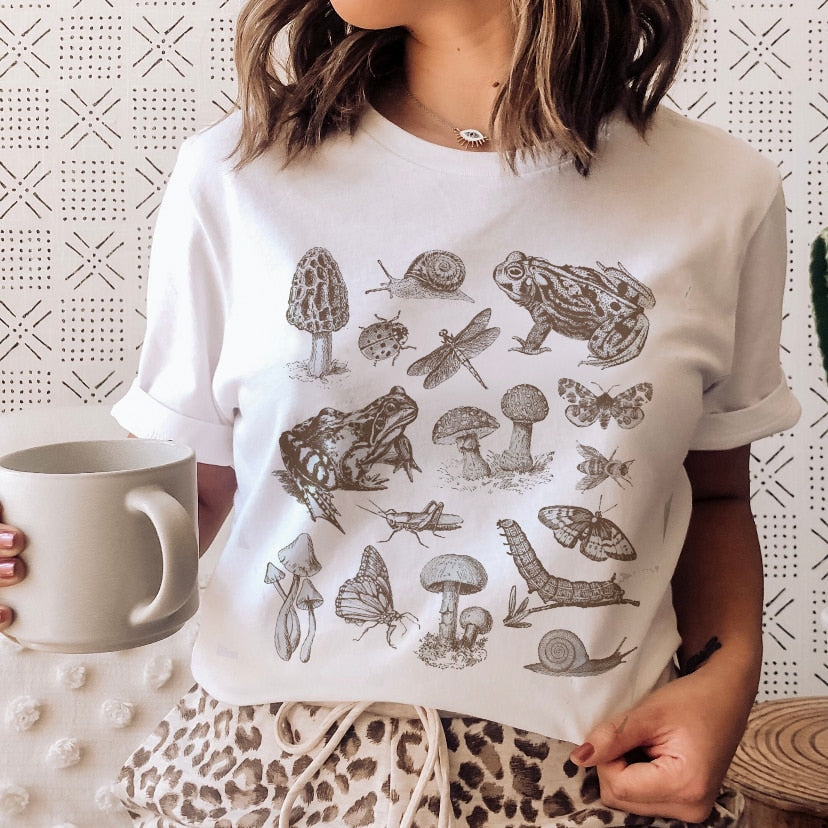 DressBetty - Ladies Mushroon Frog Tshirt Fashion Cartoon Animal Lady Print Tee