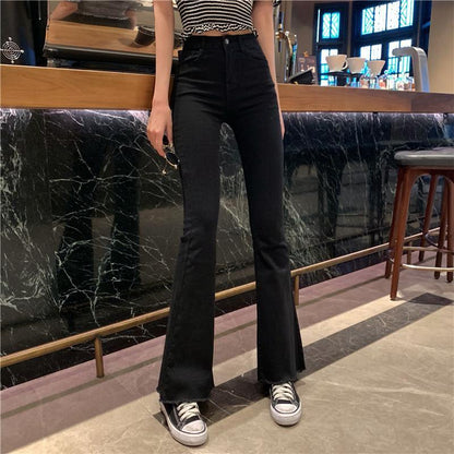 DressBetty - Casual High Waist Slim Flare Jeans High Street Vintage Stretchable Boot Cut Denim Pants