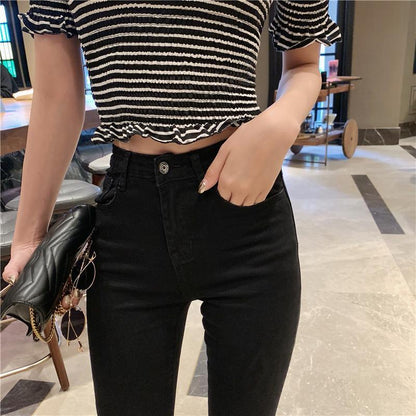 DressBetty - Casual High Waist Slim Flare Jeans High Street Vintage Stretchable Boot Cut Denim Pants