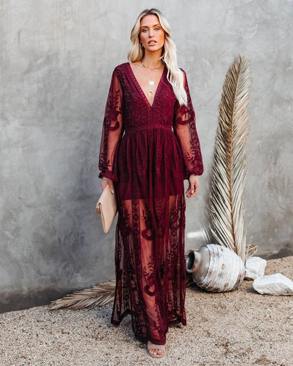 DressBetty - Boho Chiffon Lace Hollow Out Dress