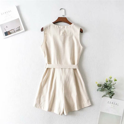 DressBetty - Cotton Sleeveless Pockets Loose Romper