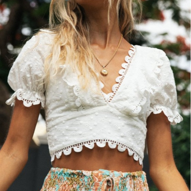 DressBetty - Vintage Tassel Lace Beach Blouse