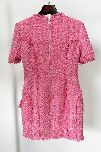 Hazel Gold Buttoned Tweed Mini Dress