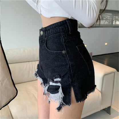 DressBetty - Sexy Denim Shorts with Tassel Pockets Mini Short Jeans