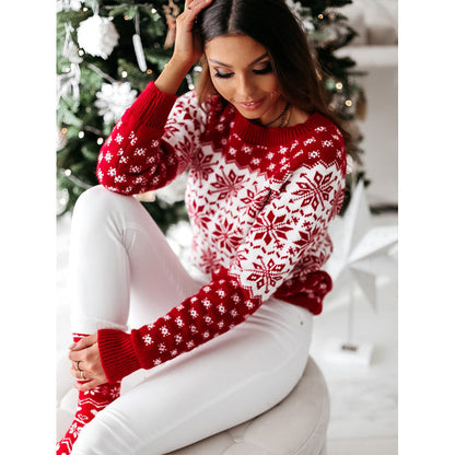 DressBetty - Snowflake Pattern Classic Round Neck Long Sleeve Christmas Sweaters