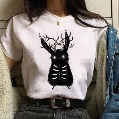 DressBetty - Cute Cartoon Cat Mushroom Print Women T Shirt