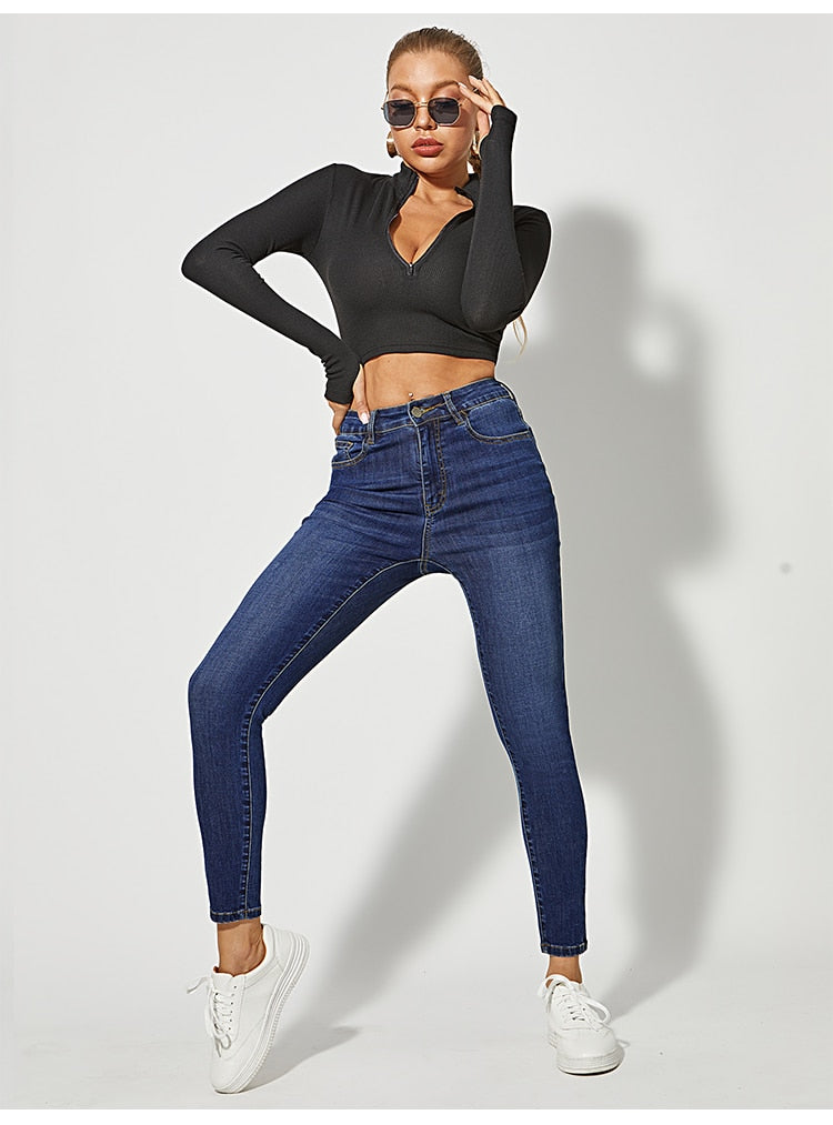 DressBetty - Classic Skinny Jeans Women High Waist Stretch Jean Fashion Wash Denim Leggings Slim Elastic Pencil Pant