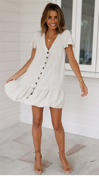 DressBetty - New Women's Sexy V Neck Ruffles Mini Short Dress