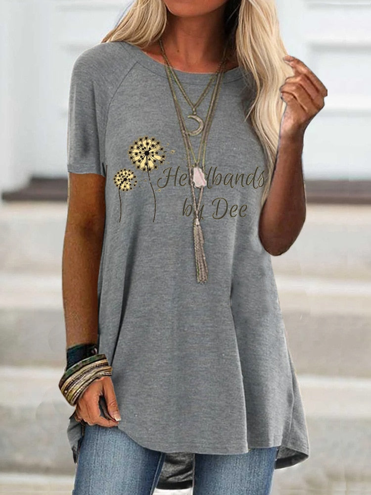 DressBetty - Digital Printed Women Blouse Short Sleeve Loose Shirt Casual Lady Pullover Shirt