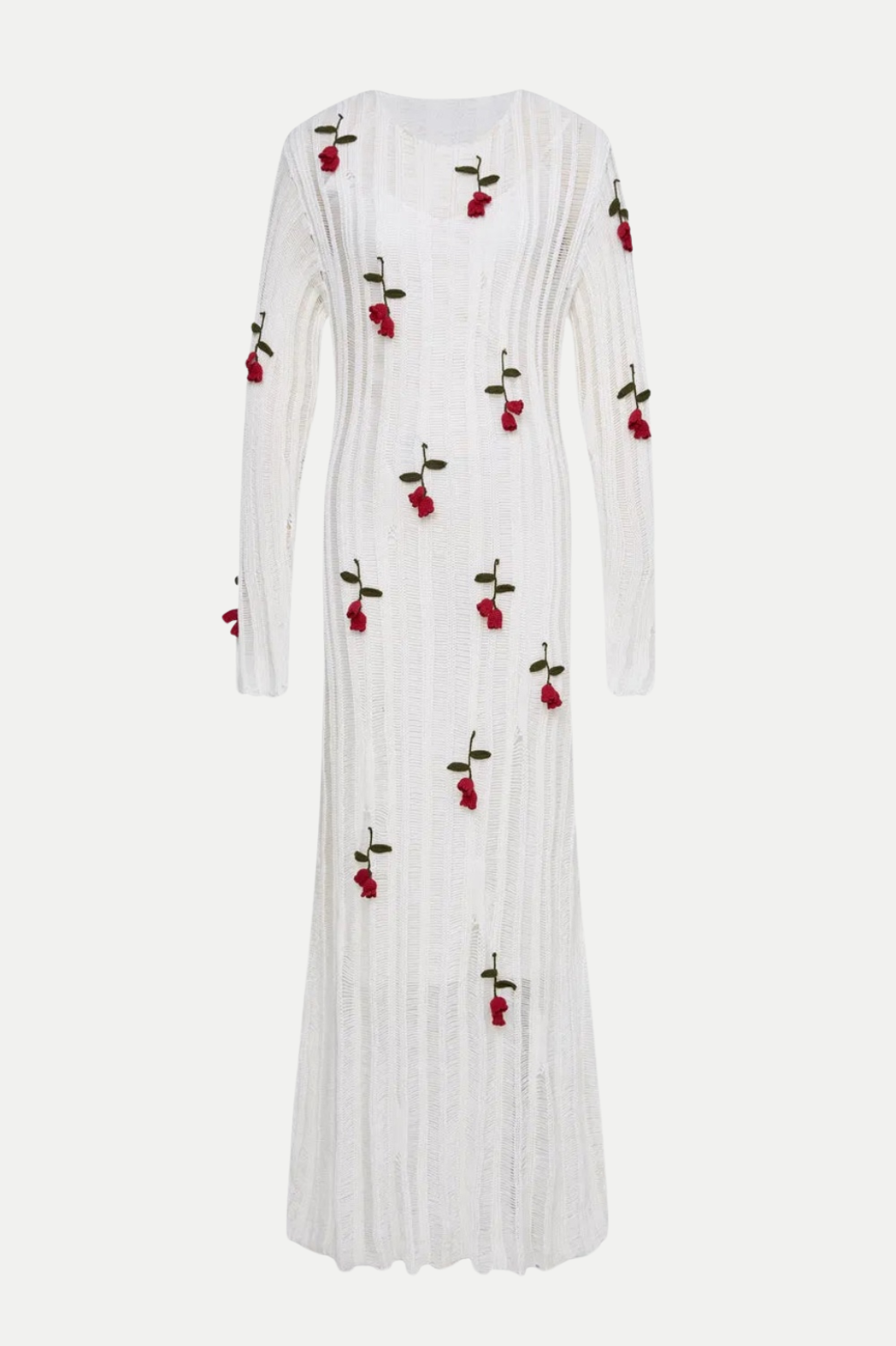 Hilaria Rose Handcrafted Knit Midi Dress - White