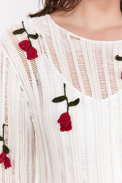 Hilaria Rose Handcrafted Knit Midi Dress - White