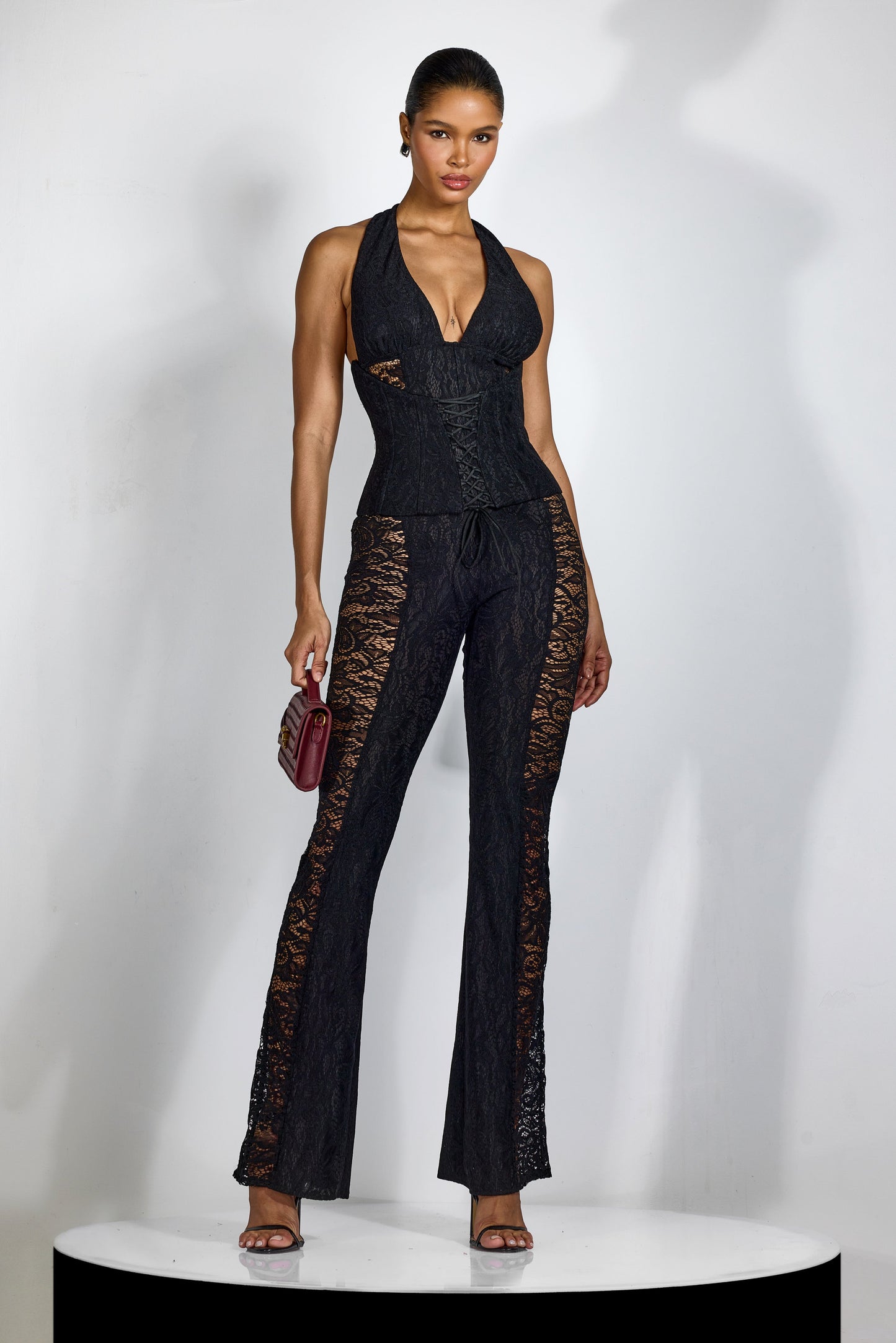 Noir Lace Corset Set