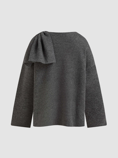 Knit Asymmetrical Neck Split Cardigan