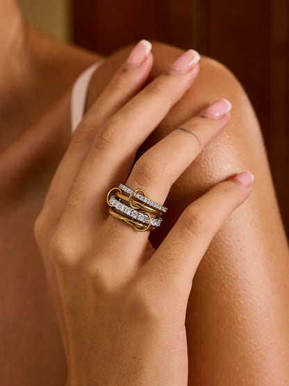 Stacked Cubic Zirconia Ring Gold Plated