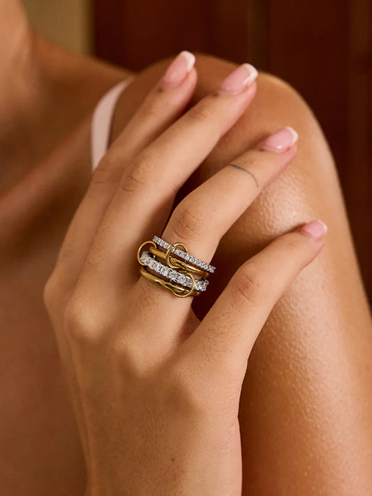Stacked Cubic Zirconia Ring Gold Plated