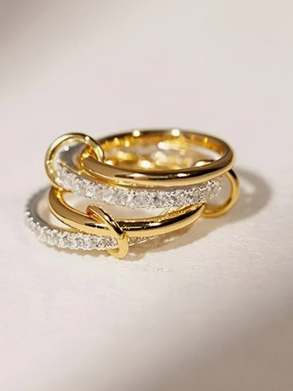 Stacked Cubic Zirconia Ring Gold Plated