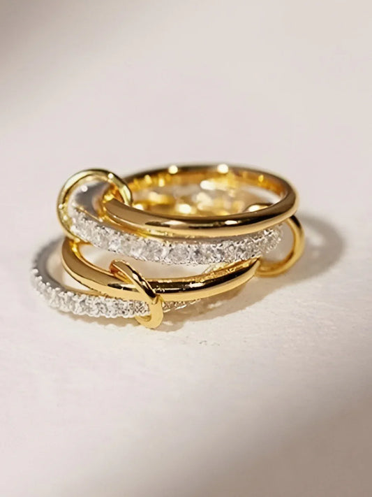 Stacked Cubic Zirconia Ring Gold Plated