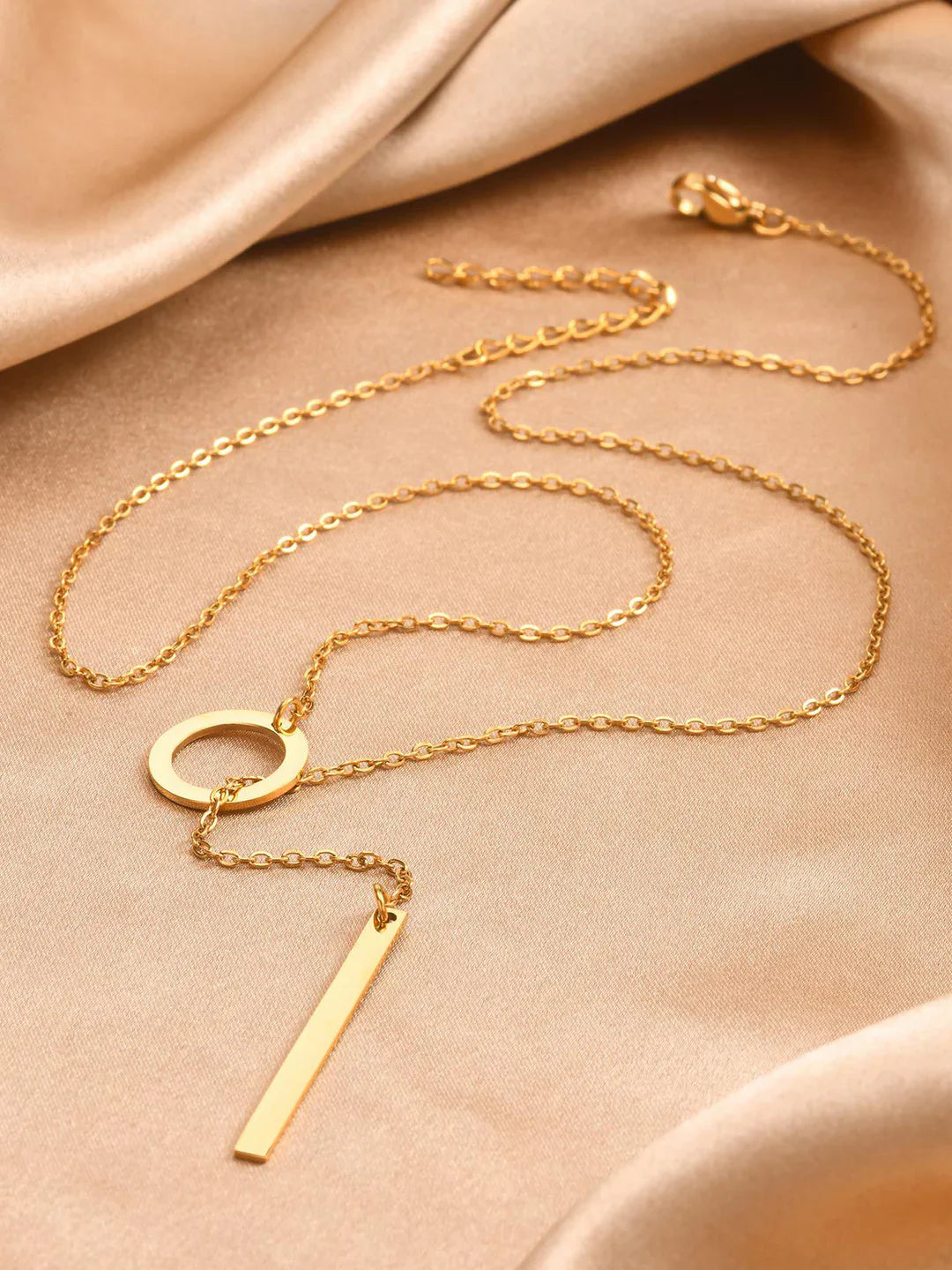 Golden Chic Lariat Bar Y Necklace