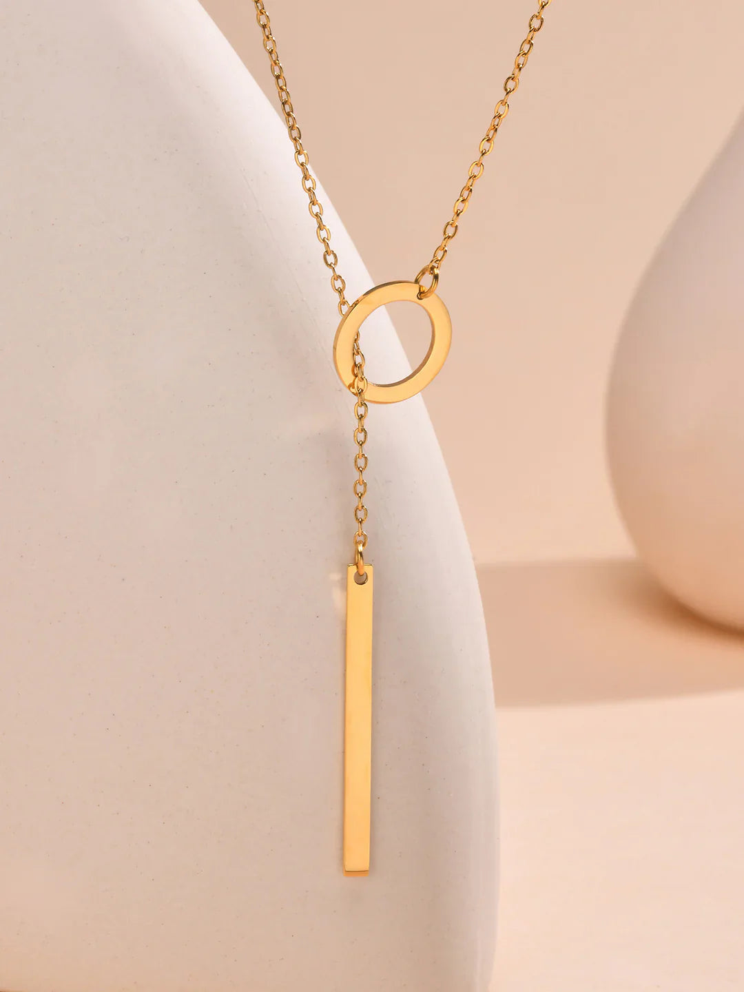 Golden Chic Lariat Bar Y Necklace