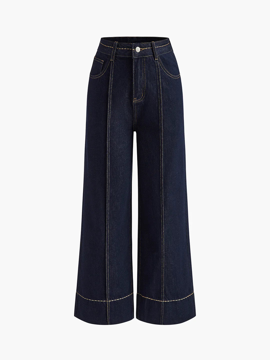 Elegant Style Wide Leg Denim Jeans