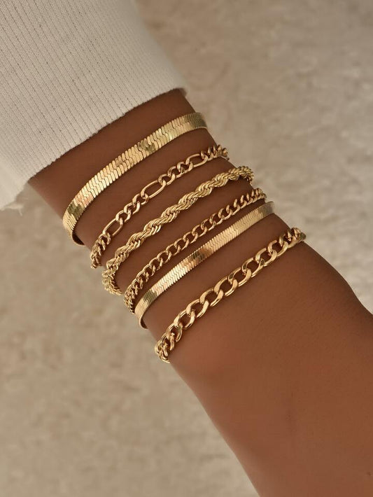 Golden Glow Stack – 6-Piece Bracelet Set