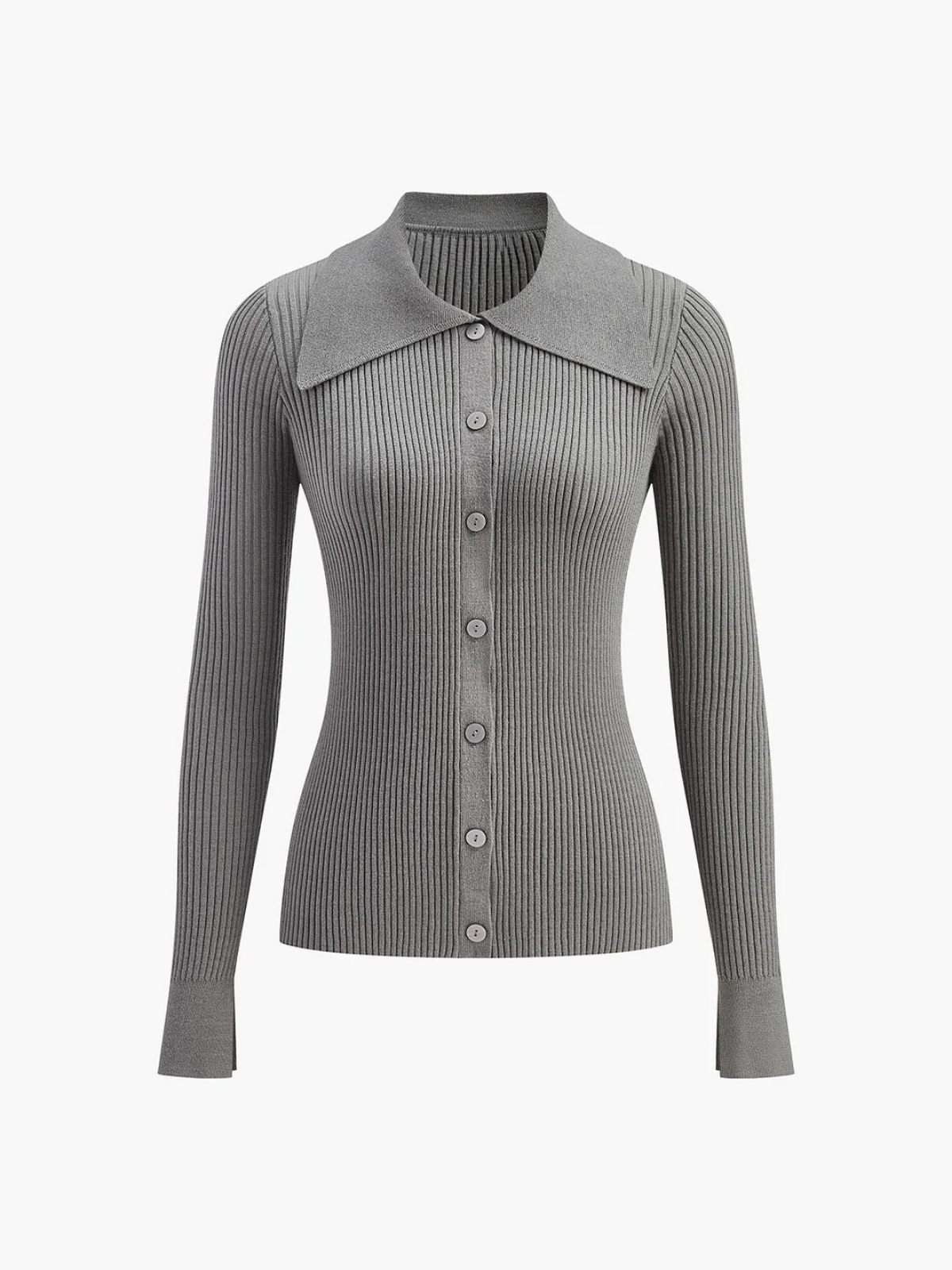 Oldmoney Style Ribbed Lapel Slim Cardigan