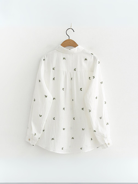 Leaves Printed Long-sleeved Shirt