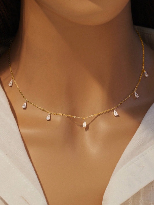 Teardrop Elegance Dainty Necklace