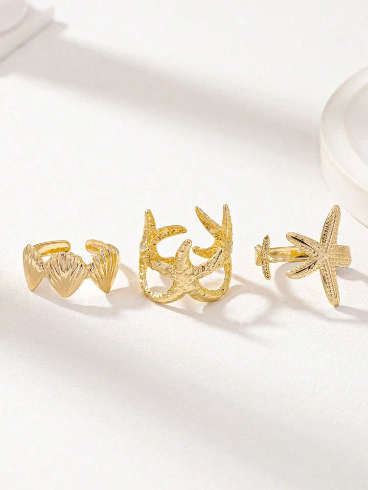 Starfish & Shell Dream Rings Set