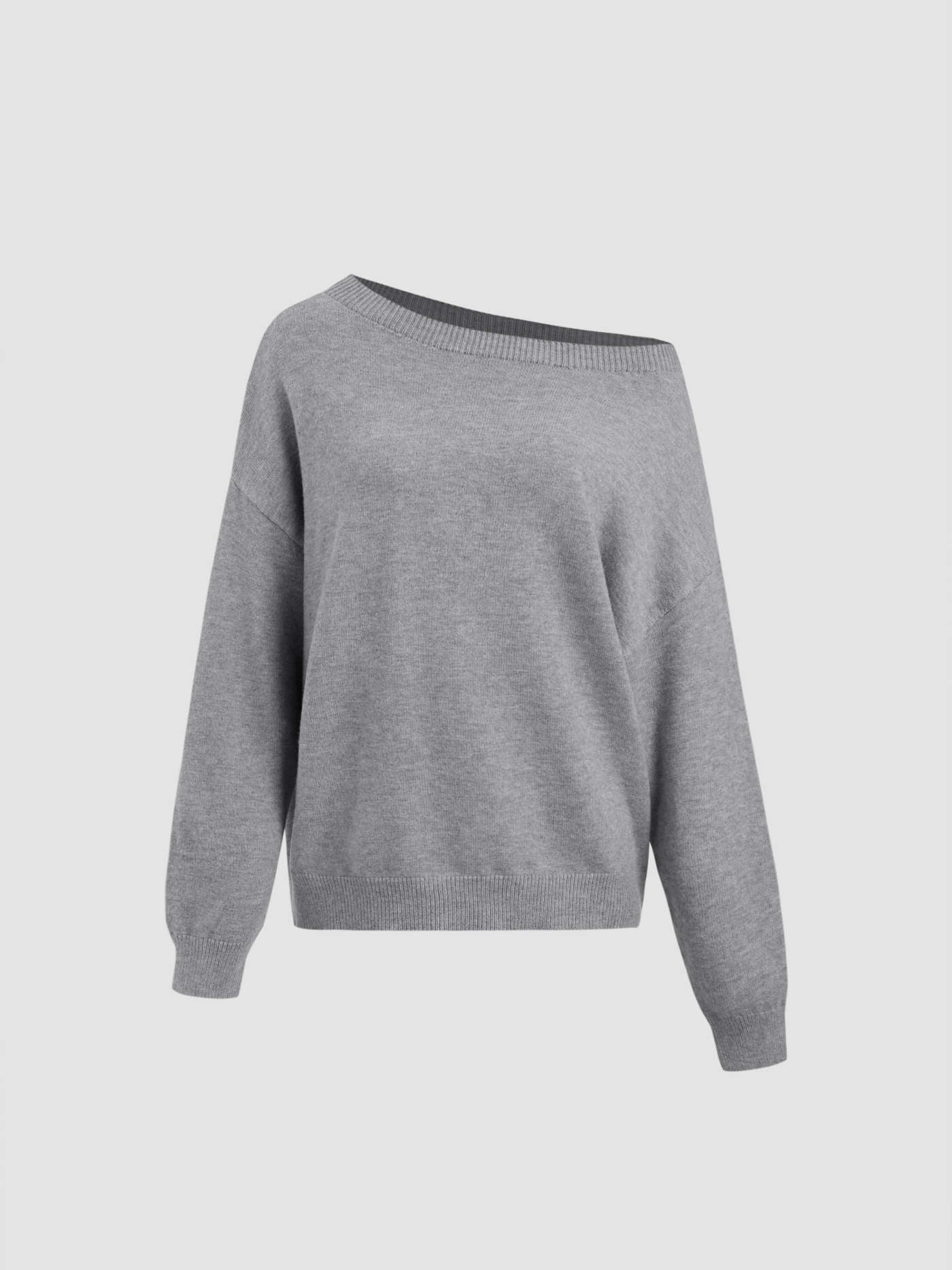 Knit Asymmetrical Neck Oversized Sweater