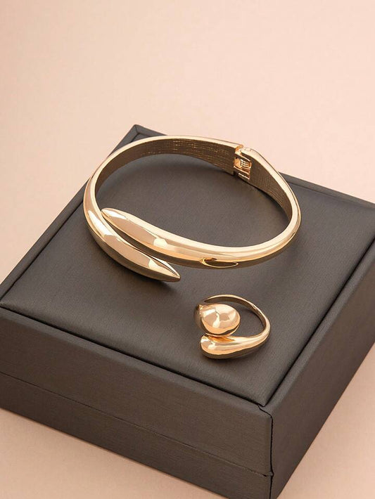 Modern Geometric Bracelet & Ring Set