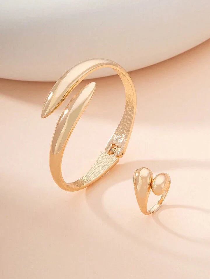 Modern Geometric Bracelet & Ring Set