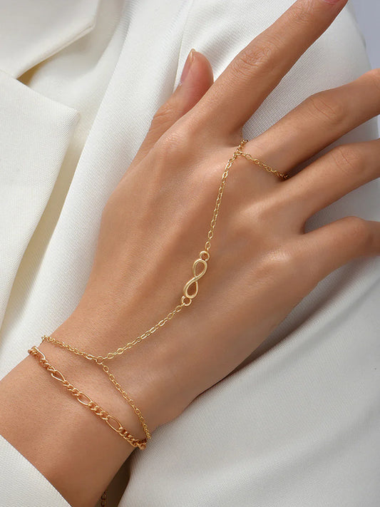 Niche Design Golden Finger Ring Bracelet