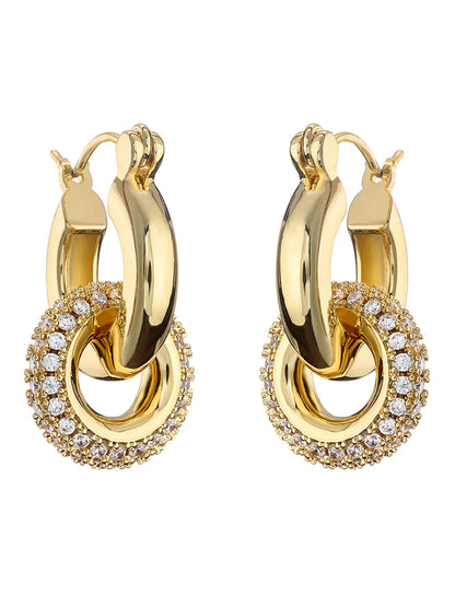 Retro Polished Double Hoop Earrings
