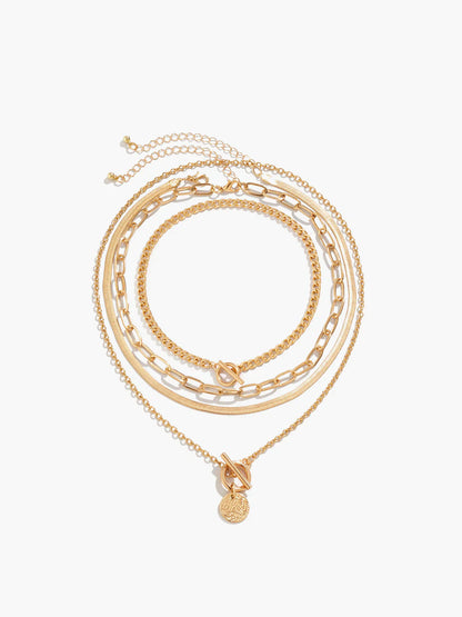 4-Piece Chunky Layered Pendant Necklace Set