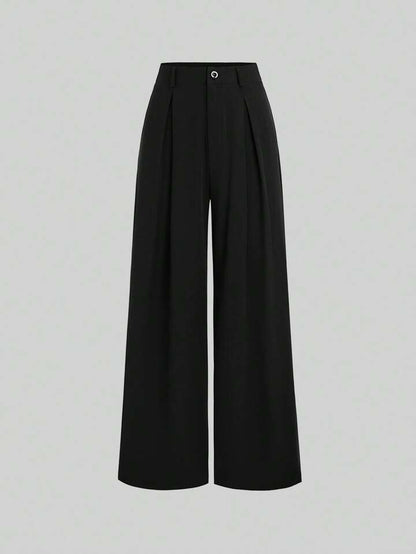 High-Waisted Wide‑Leg Black Trousers