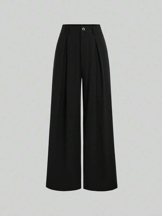 High-Waisted Wide‑Leg Black Trousers