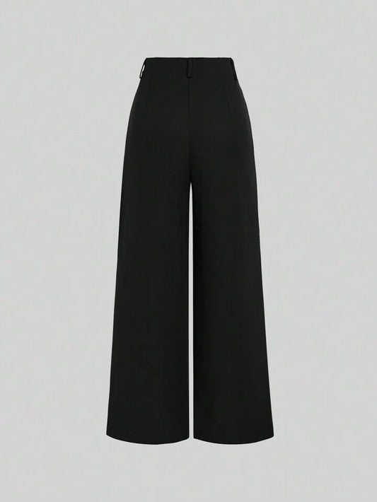 High-Waisted Wide‑Leg Black Trousers