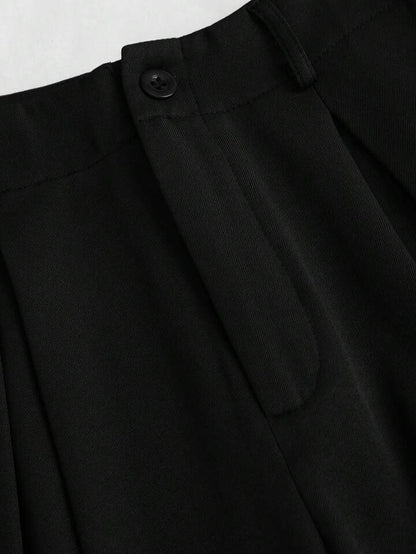 High-Waisted Wide‑Leg Black Trousers