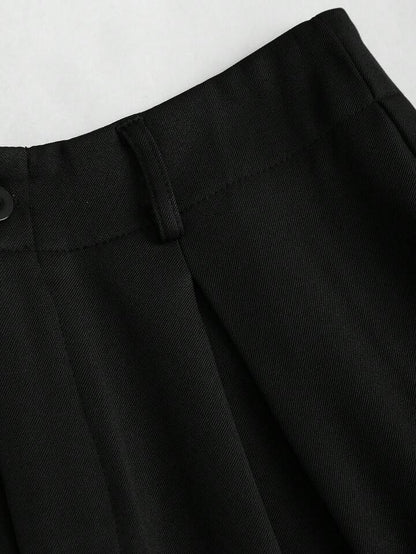 High-Waisted Wide‑Leg Black Trousers