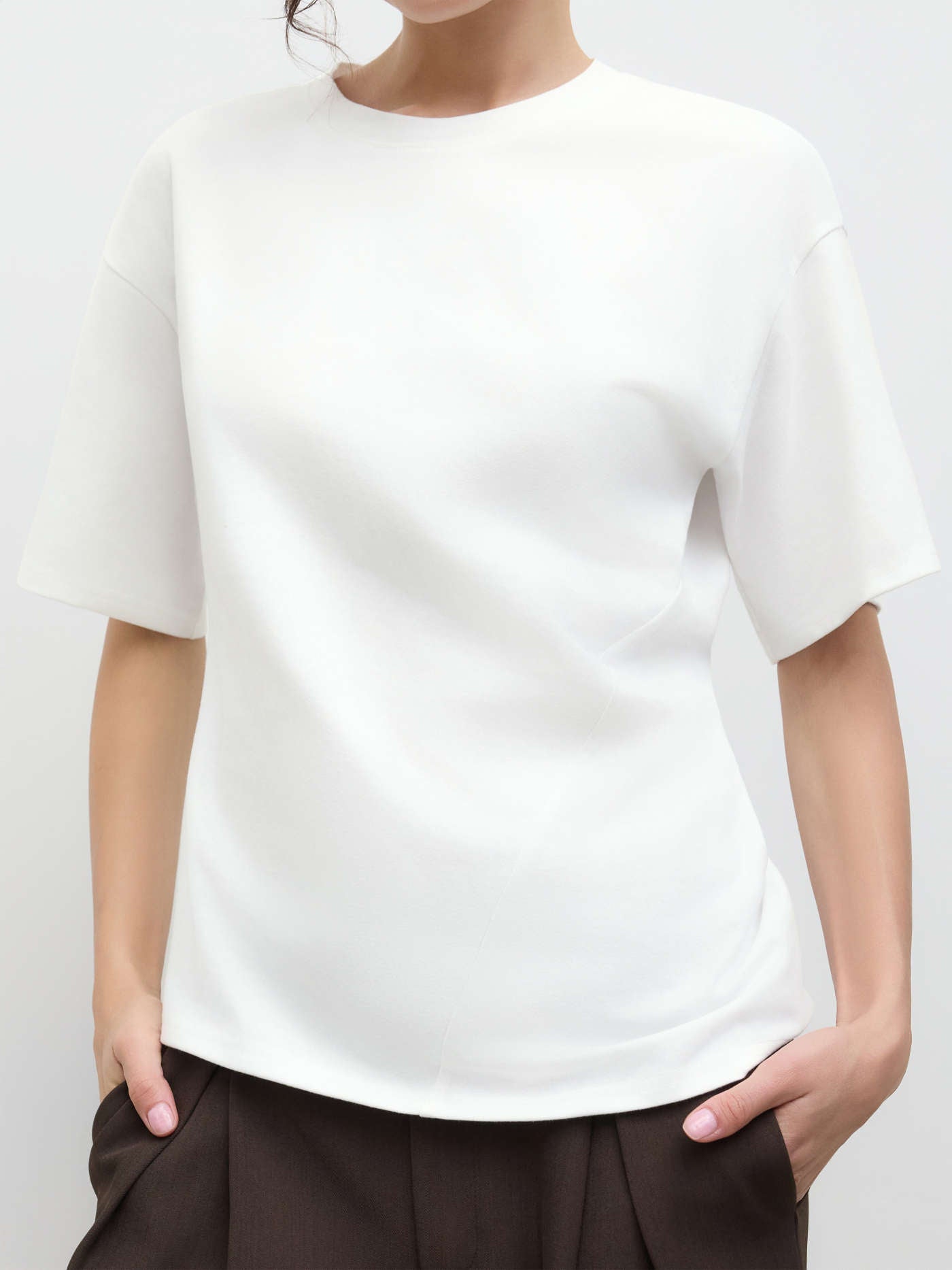 Smart Casual Cotton-blend Asymmetrical Hem Tee