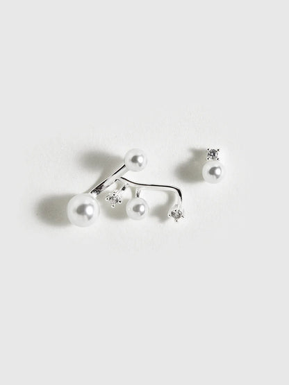 Modern Pearl Rhinestone Drop Earrings