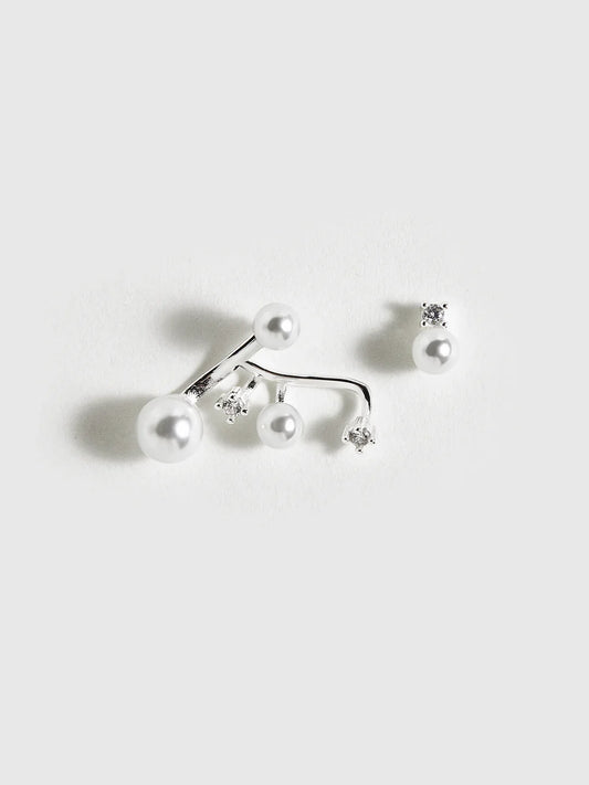 Modern Pearl Rhinestone Drop Earrings