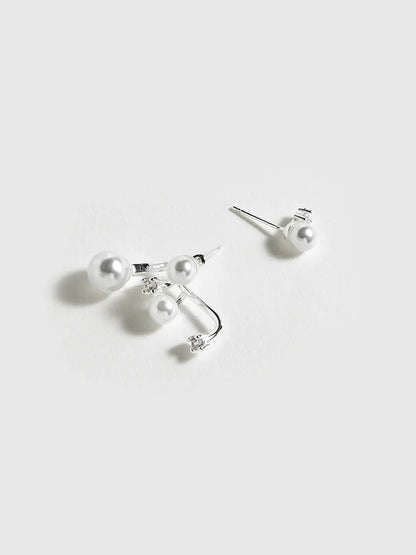 Modern Pearl Rhinestone Drop Earrings